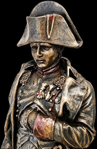 Detaljeret ansigt og uniform på Napoleon Bonaparte statuette